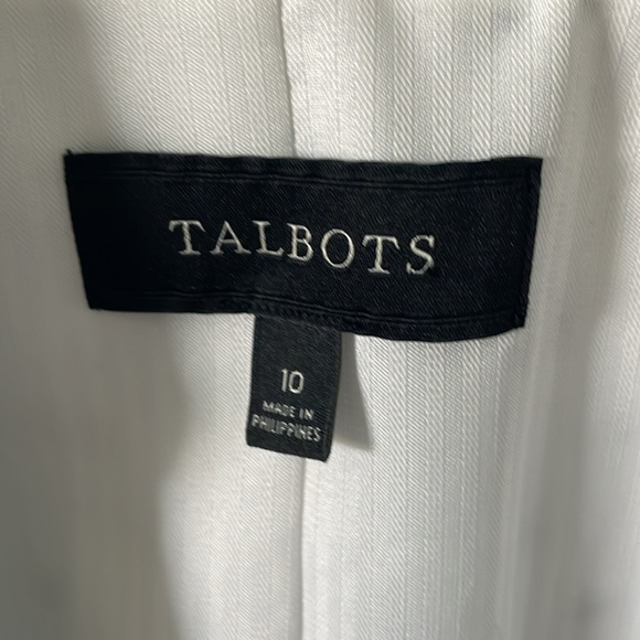 Talbots navy and white dotted Swiss Classic Two Button Blazer Jacket - Picture 3 of 5